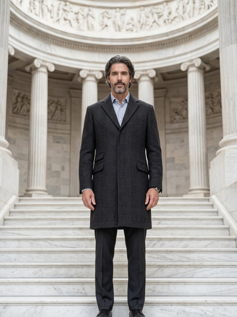 Banana Republic Black Men's Wool Coat with Black Lining